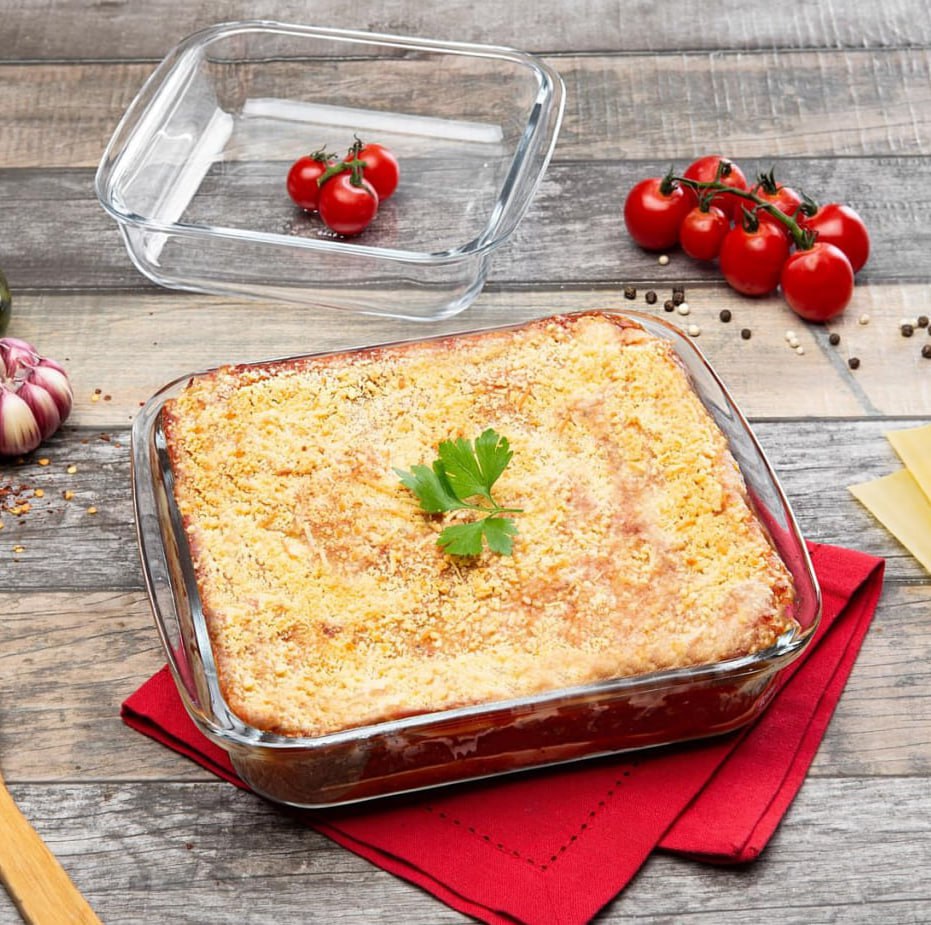 Assadeira Quadrada Vidro Marinex 2 Peças