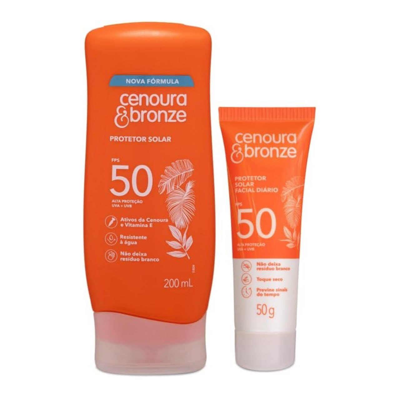 Kit Cenoura & Bronze Protetor Solar 200ml+ Protetor Solar Facial 50g - FPS 50