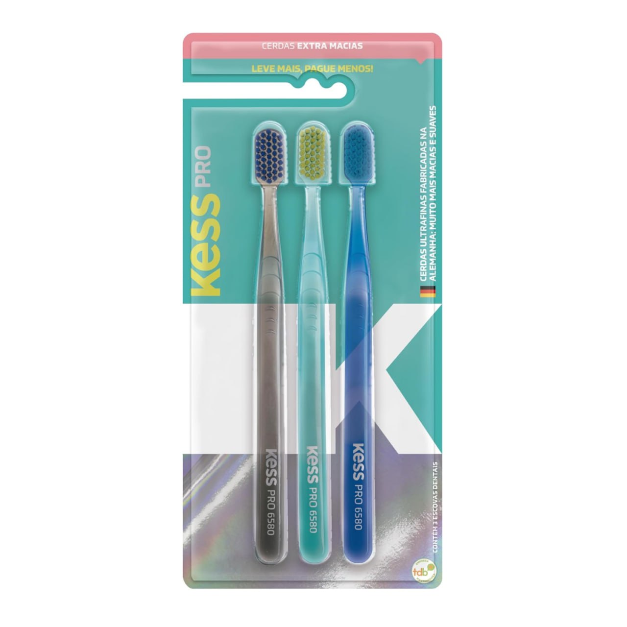 KESS Pack com 3 Escovas Dentais Pro Extra Macias