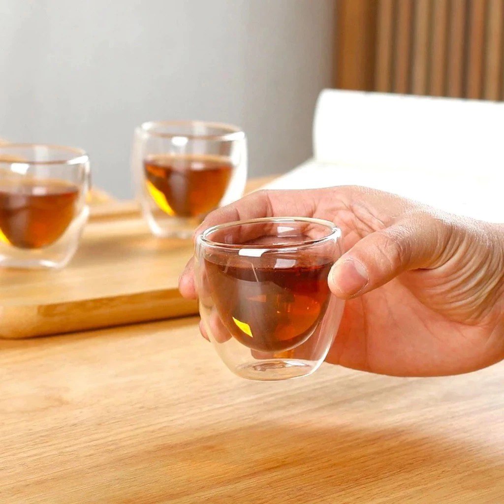 Kit 6 Jogo De Copos De Vidro Peças Café Dupla 80ml