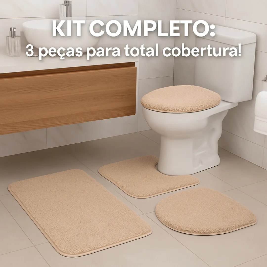 Jogo De Tapete Para Banheiro 3 Peças Antiderrapante Algodão
