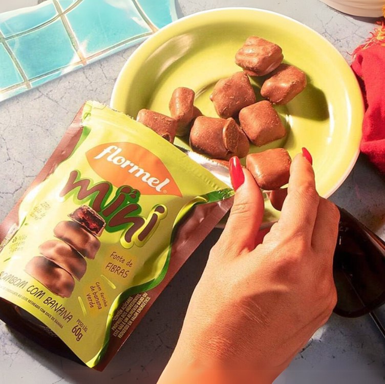 Mini Bombom com Banana FLORMEL Zero Açúcar 60 Gramas