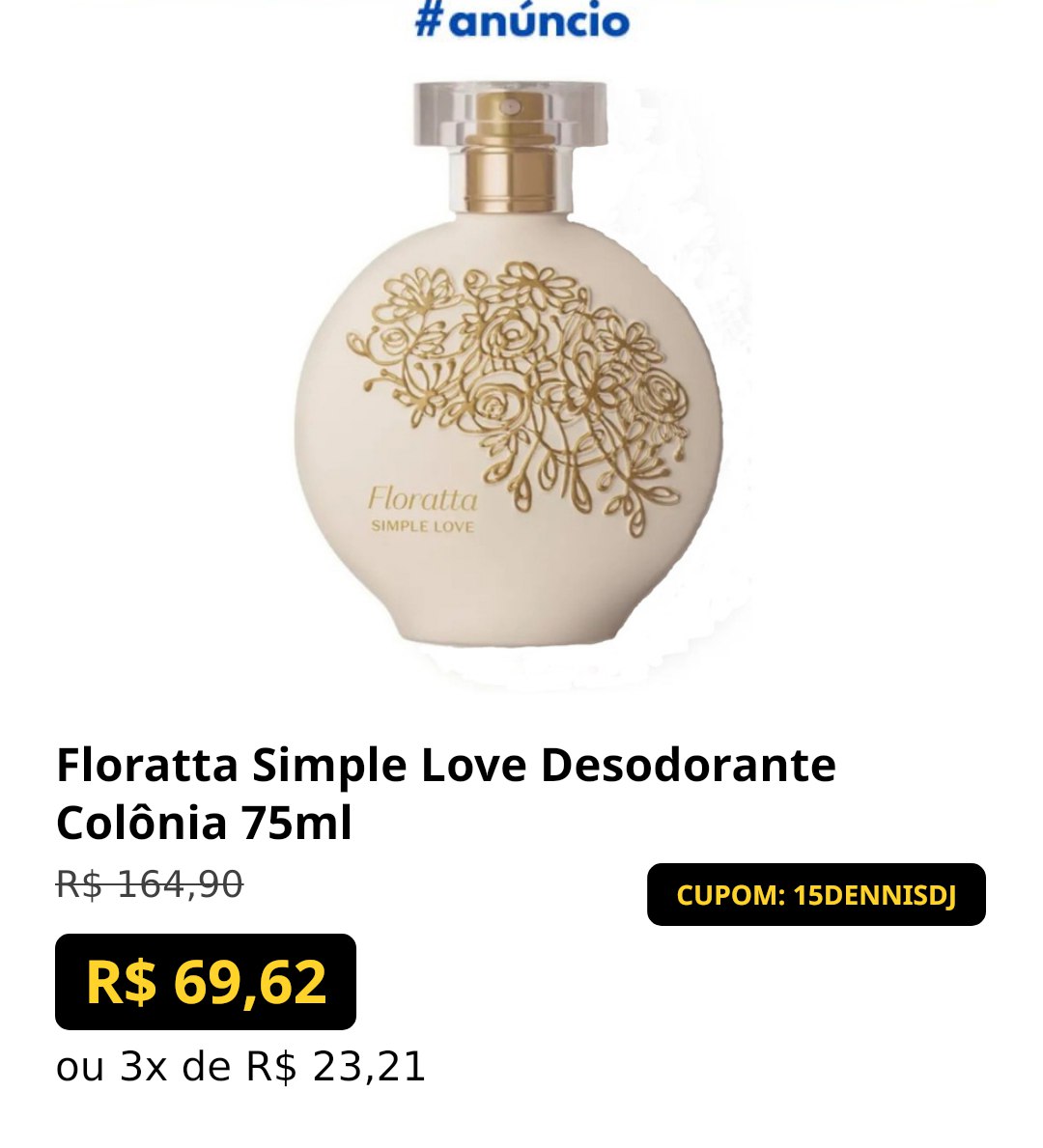 Floratta Simple Love Desodorante Colônia 75ml