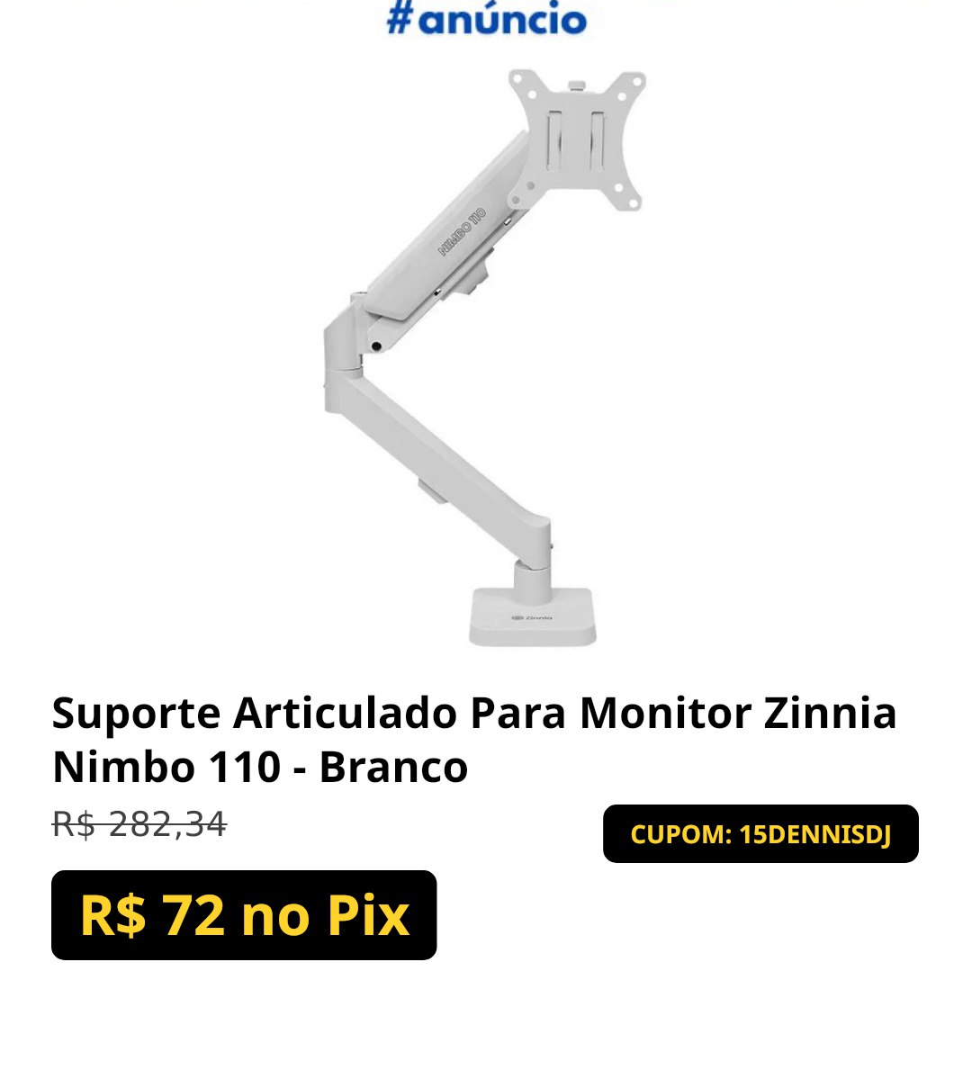 Suporte Articulado Para Monitor Zinnia Nimbo 110 - Branco