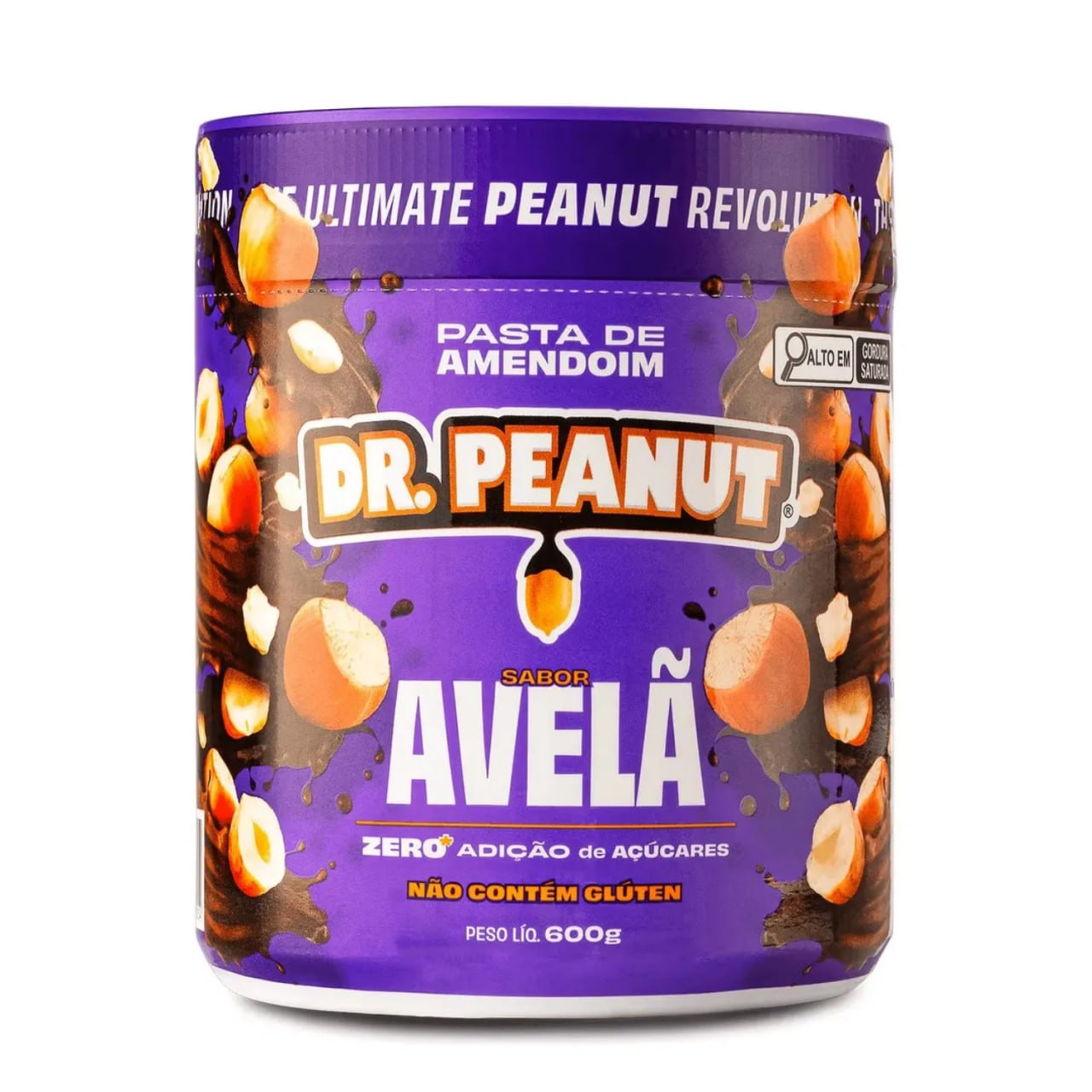 Pasta De Amendoim Proteica Dr. Peanut Avelã 600g Sem Açúcar Glúten