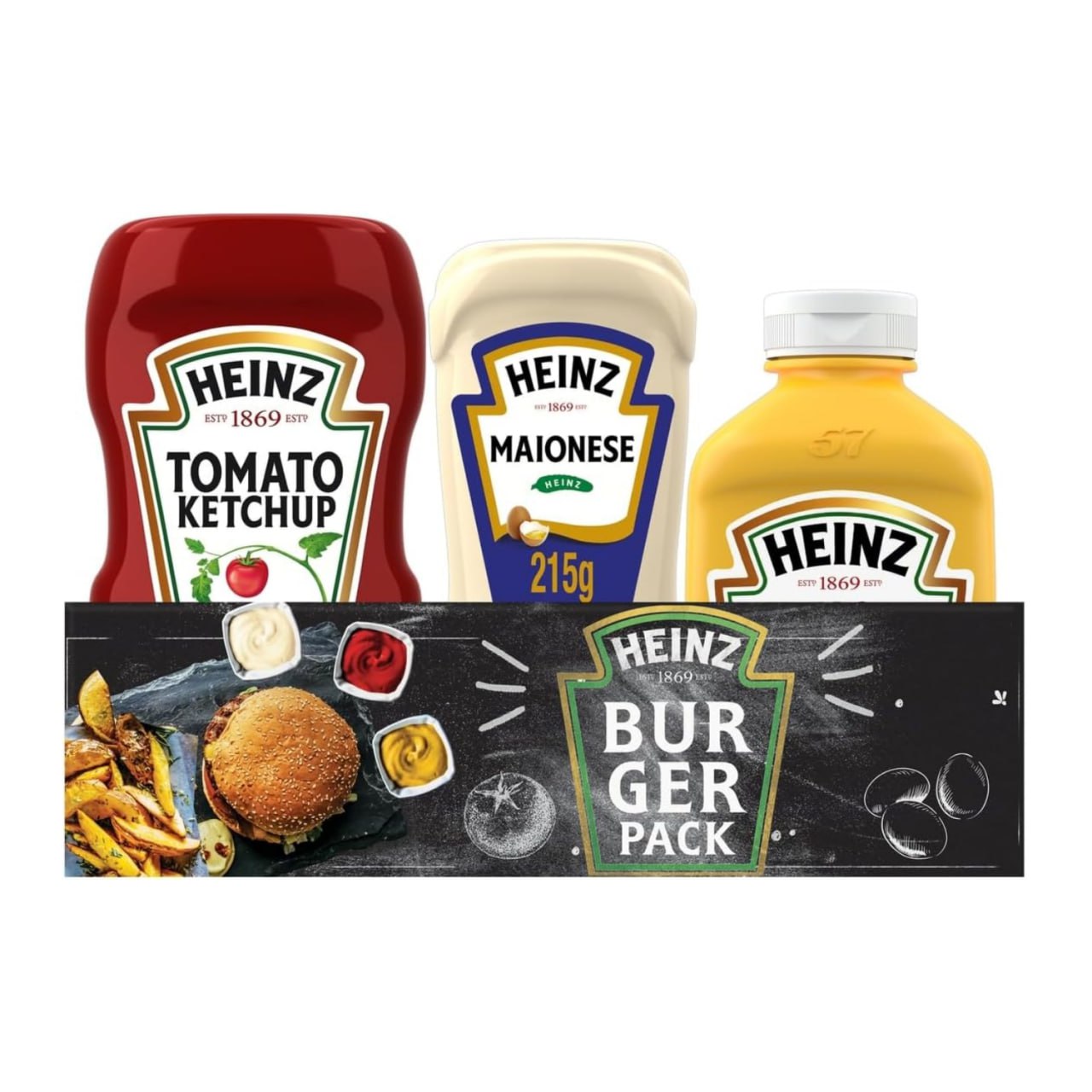 Heinz Pack Hamburguer Ketchup 397G + Maionese 215G + Mostarda 255gG