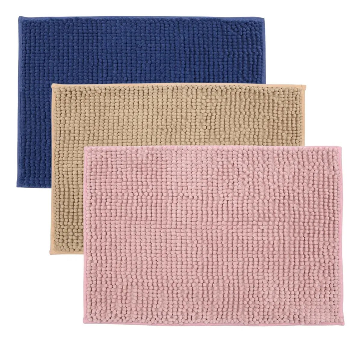 Kit 3 Tapetes De Banheiro Microfibra Bolinha Macio Seca Pés Sortido Liso