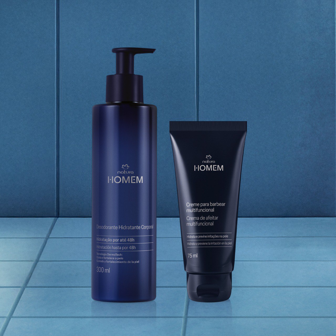 Kit Creme para Barbear e Hidratante Corporal Natura Homem