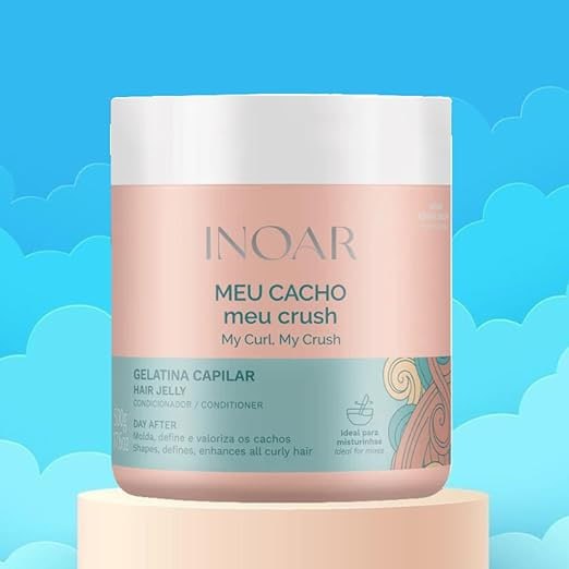 Inoar, Meu Cacho Meu Crush, Gelatina Capilar, Definição de Cachos, Hidratação Intensa, Com Colágeno e Vitamina E - 500g