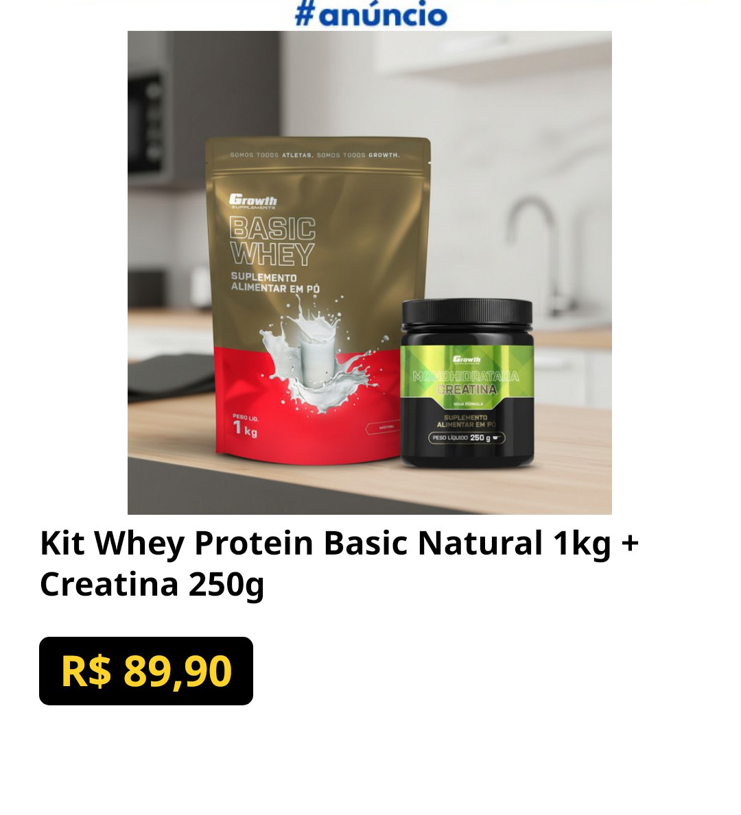 Kit Whey Protein Basic Natural 1kg + Creatina 250g