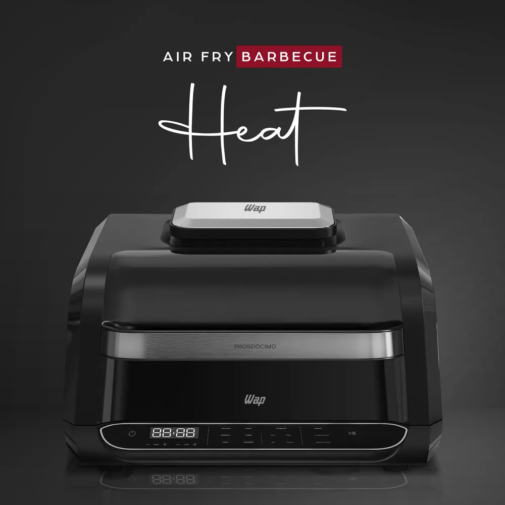 Fritadeira Elétrica Air Fryer 8 Em 1 Barbecue Heat Digital Wc Ab1030 6,6 Litros Wap Preto 127v