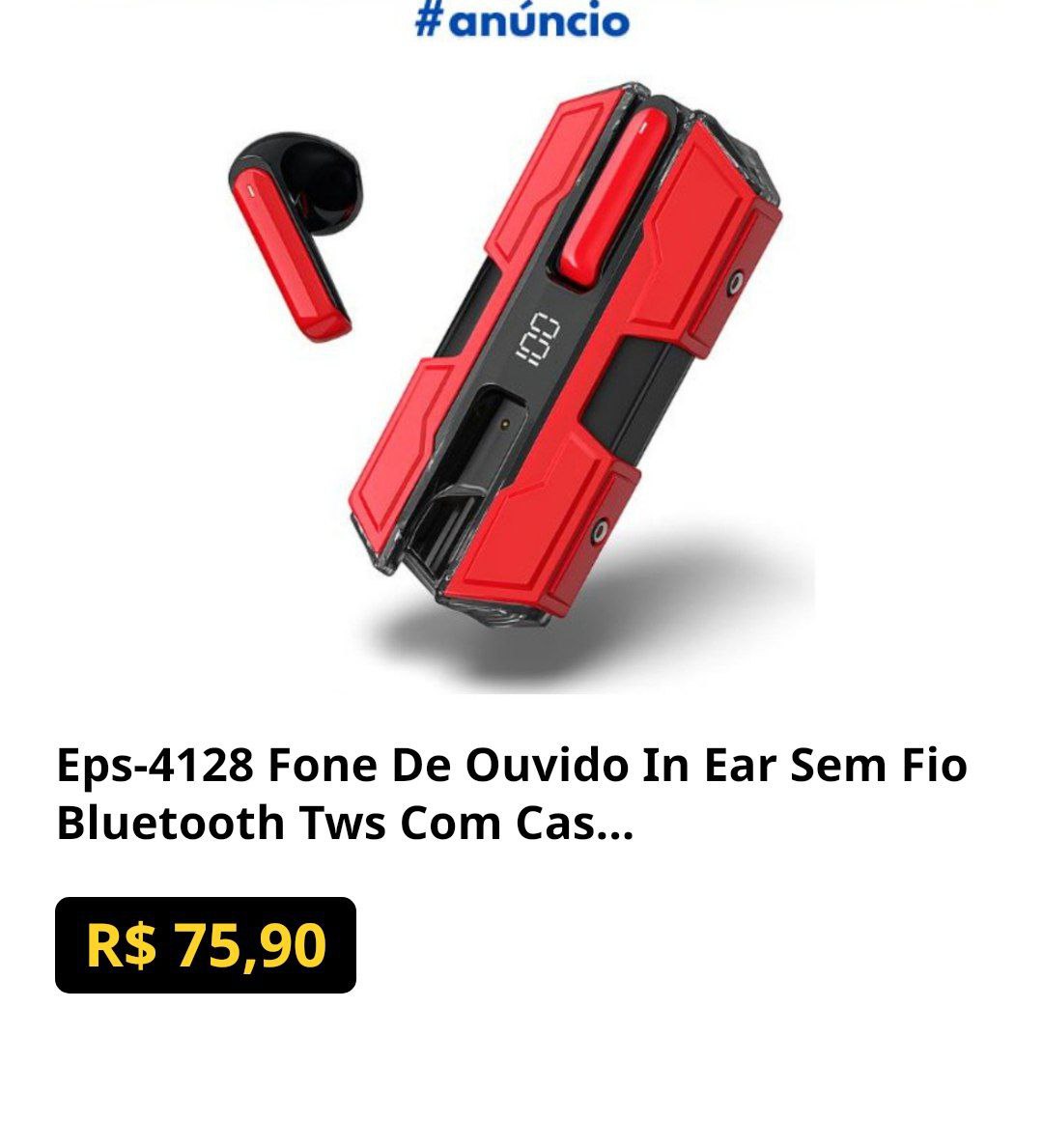 Fone De Ouvido In Ear Sem Fio Bluetooth TwS