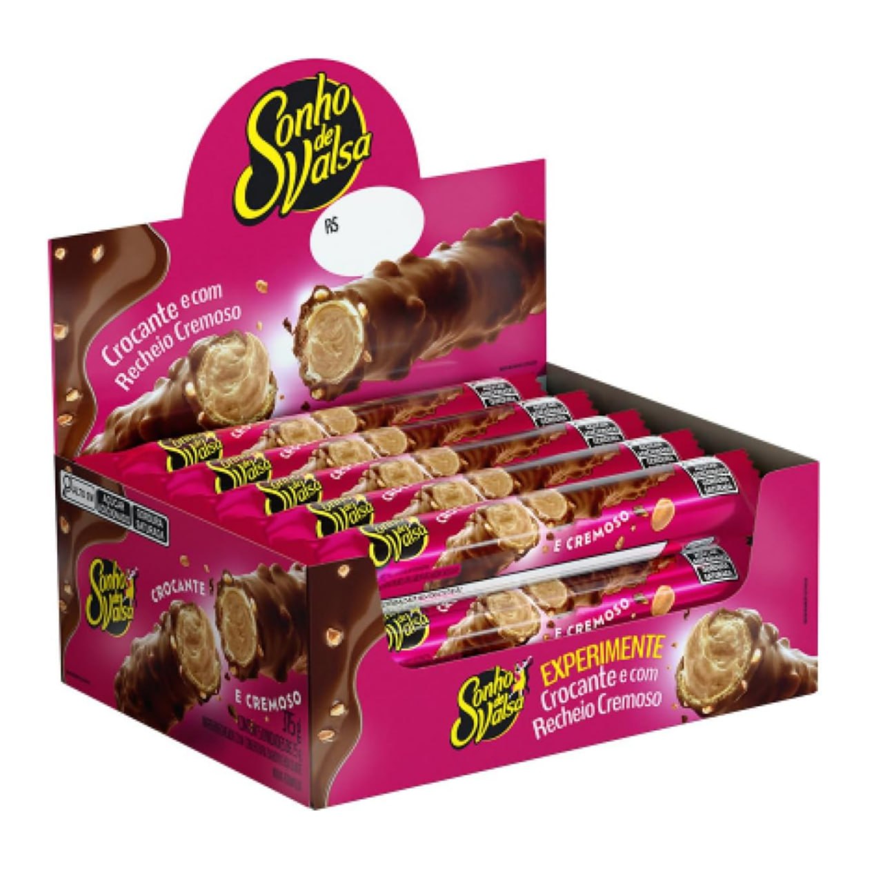 Stick Wafer Recheado Sonho de Valsa Sabor Chocolate - Display com 15 unidades de 25g