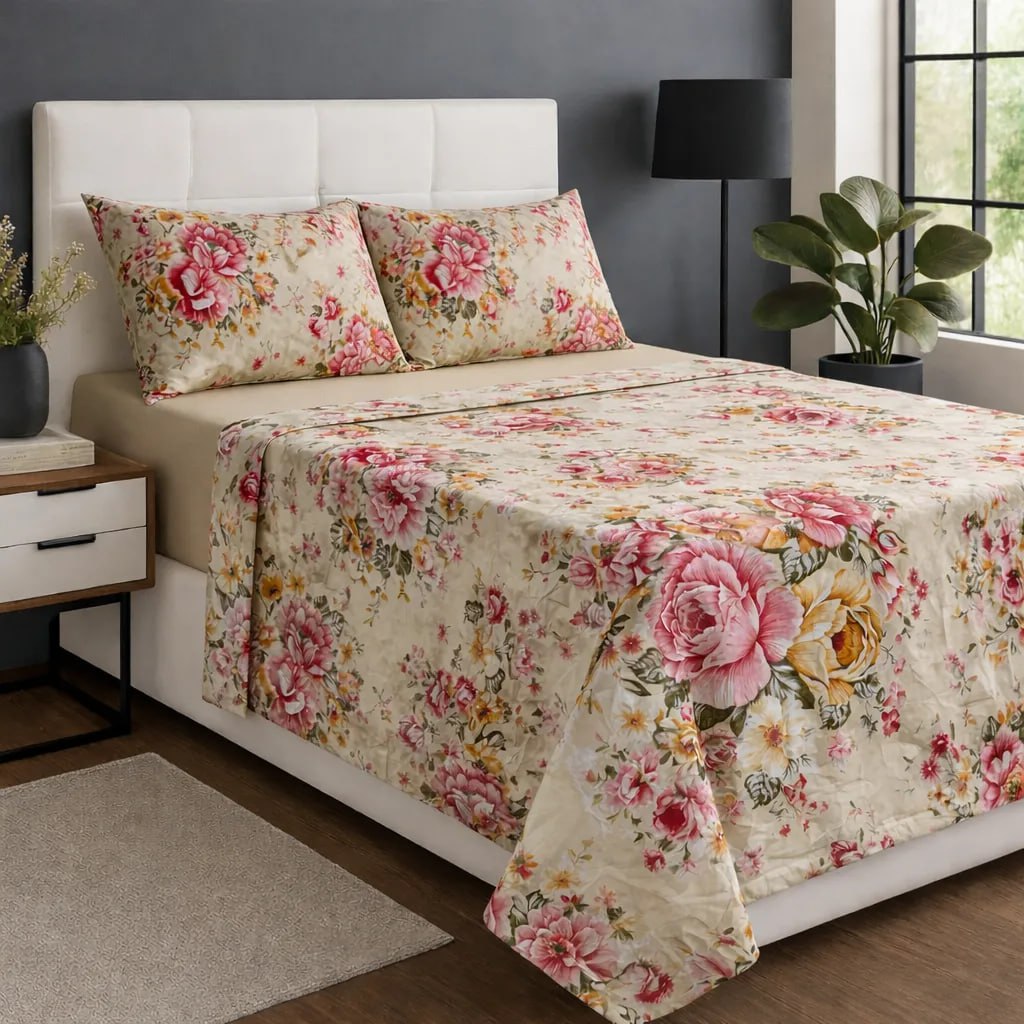 Jogo De Lençol Casal Percal 400 Fios 4 Peças Elástico Hotel