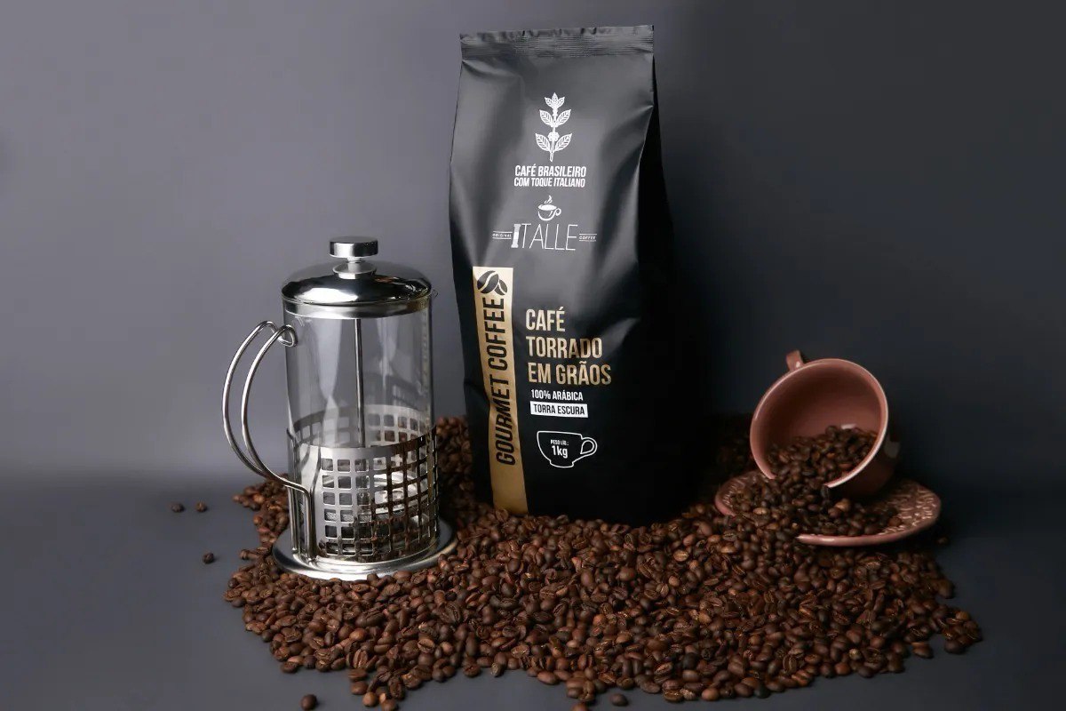 Café Em Grao Torrado Expresso Arábica Torra Escura Grãos 1kg Gourmet Cafe Italle