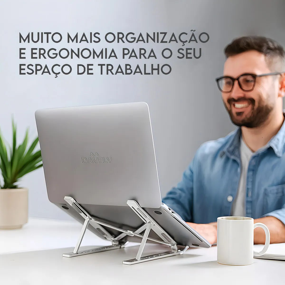 Base Suporte Para Pc Notebook Alumínio Portátil Articulado Dobrável Tablet Laptop Mesa Davely