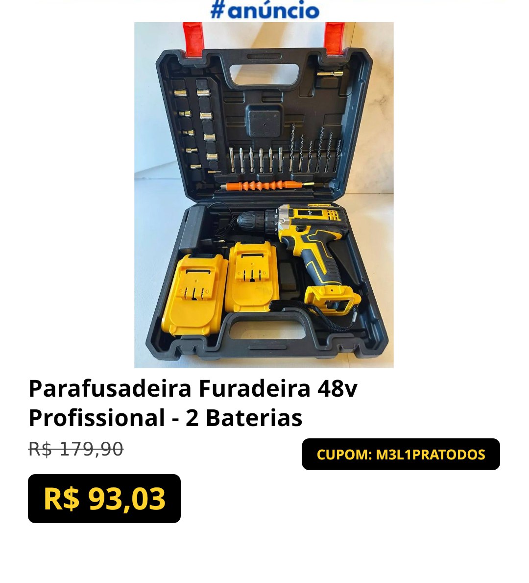 Parafusadeira Furadeira 48v Profissional - 2 Baterias
