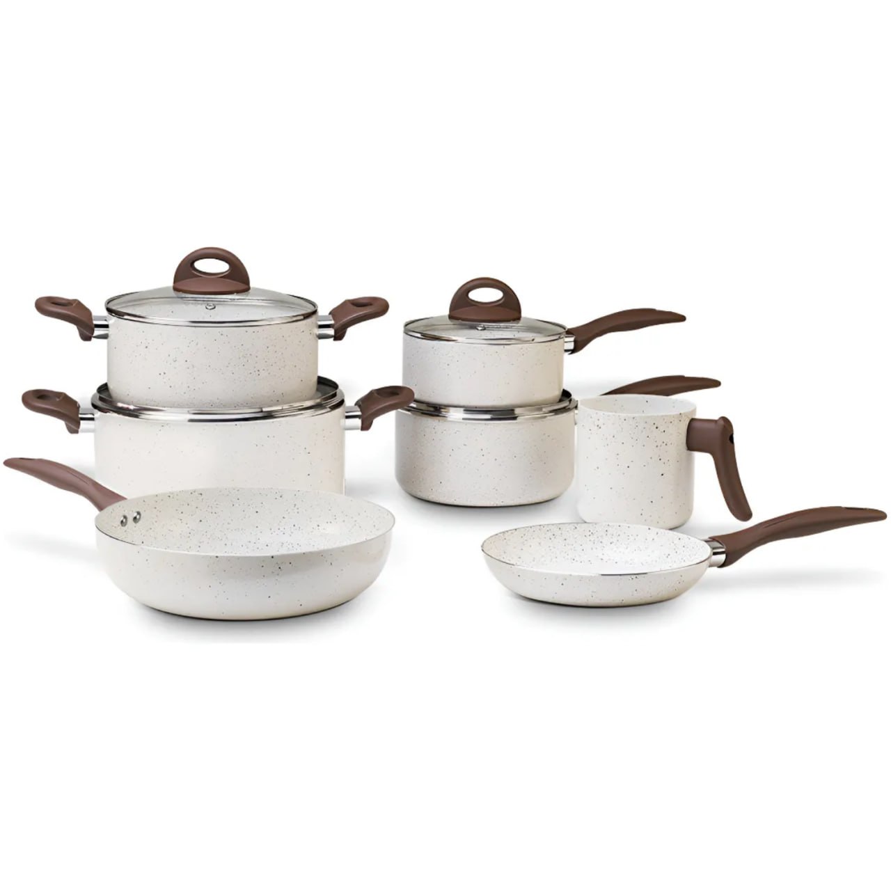 jogo De Panelas 7 Peças Brinox Ceramic Life Vanilla Baunilha