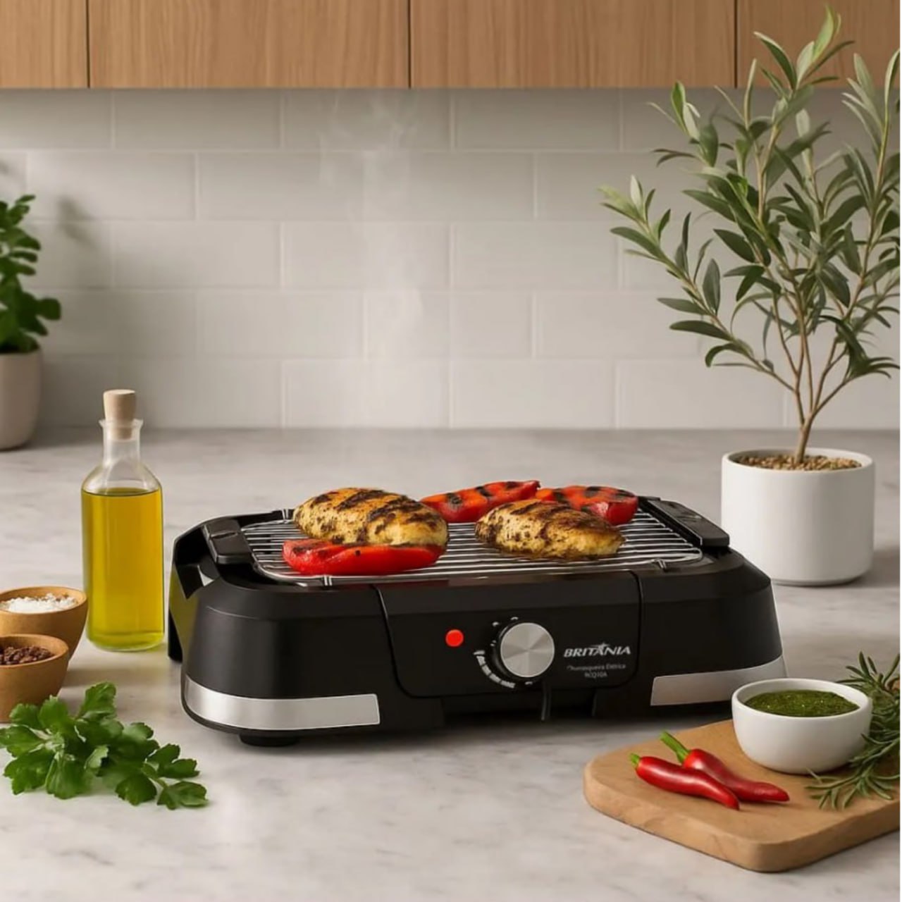 Churrasqueira Elétrica Britânia 1500W Menos Fumaça BCQ10A 220V