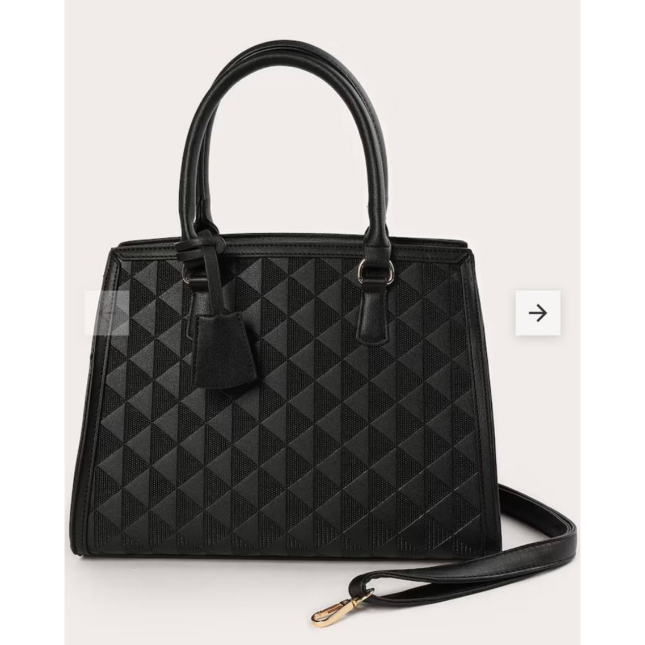 Bolsa feminina tote alça transversal monograma - preta