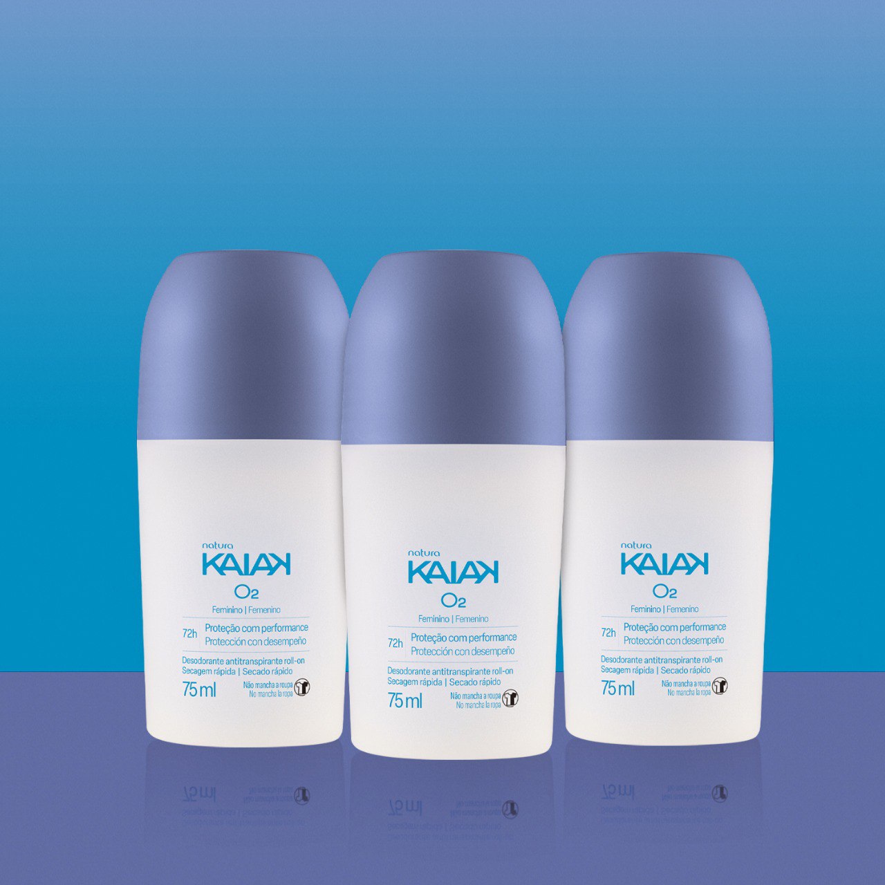 Kit Desodorante Antitranspirante Roll-on Kaiak O2 Feminino (3 unidades)
