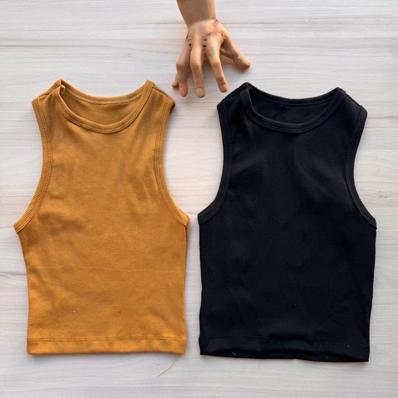 kit 2 Camisetas Cropped Regata Basica feminino