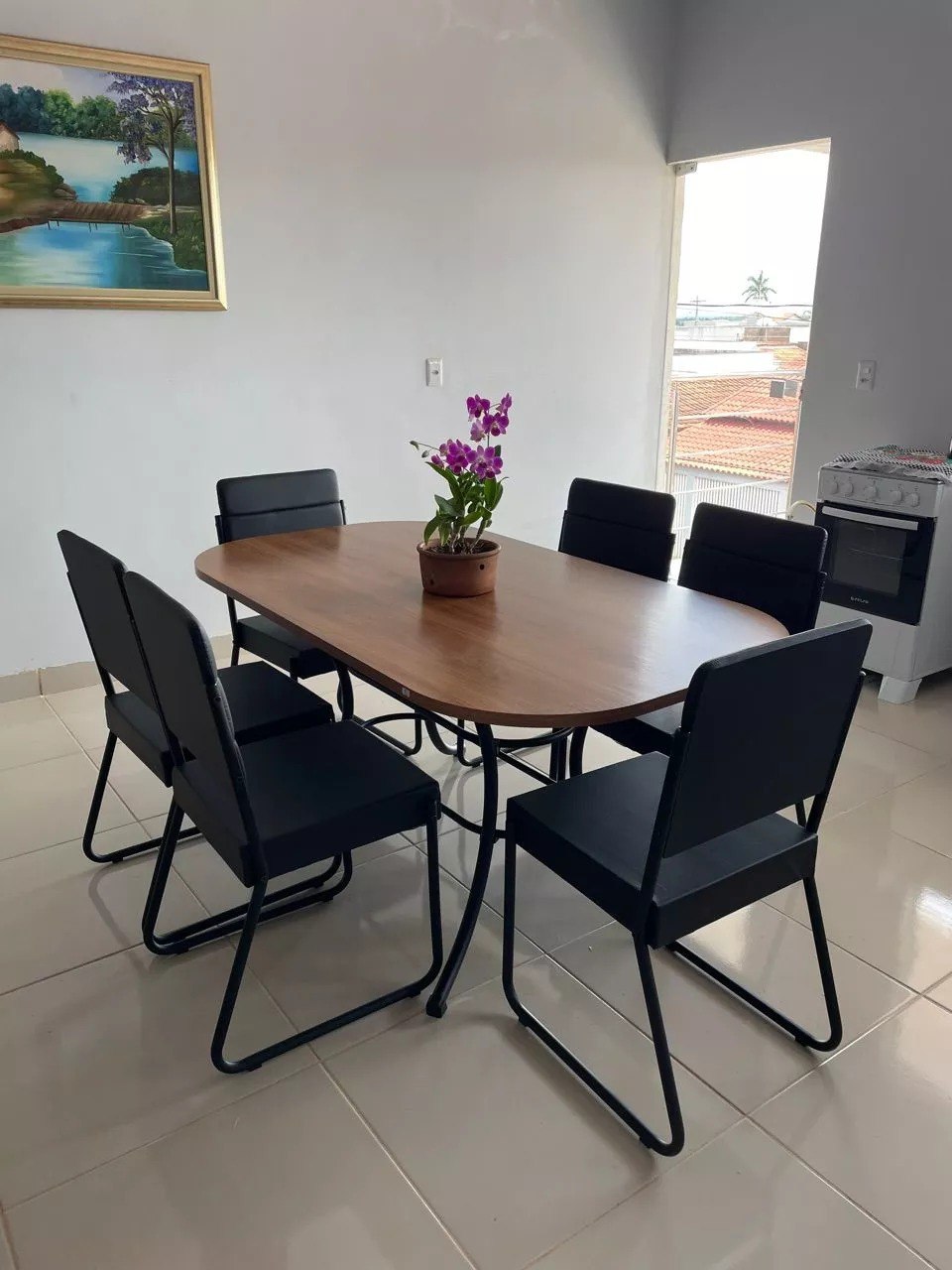 Conjunto Sala de Jantar com Mesa e 6 Cadeiras Fenix Carraro