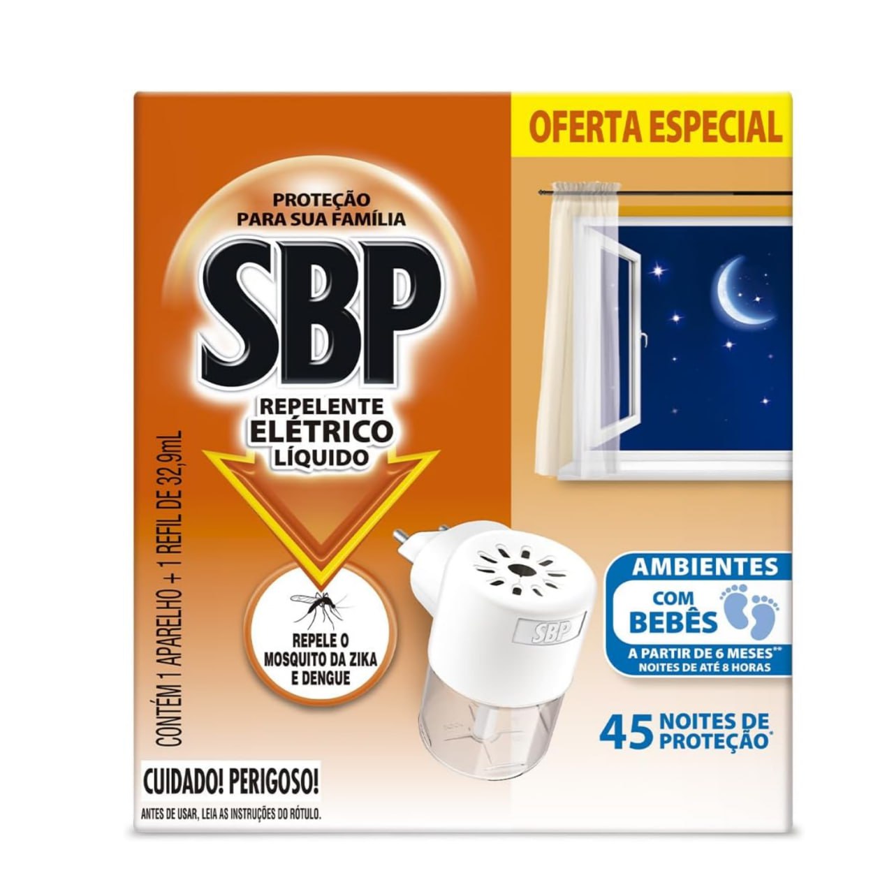 Repelente Elétrico Líquido SBP 45 Noites Novo Aparelho + Refil