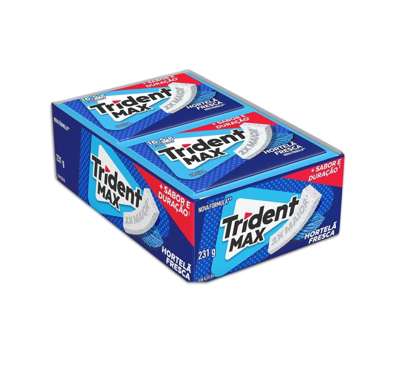 Chiclete Trident Max Hortelã Fresca Sem Açúcar - Caixa com 14 unid. de 16,5g