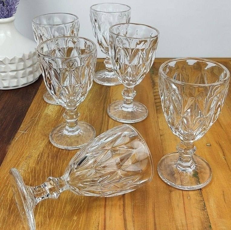 Jogo 6 Taças Diamante Vidro 330ml