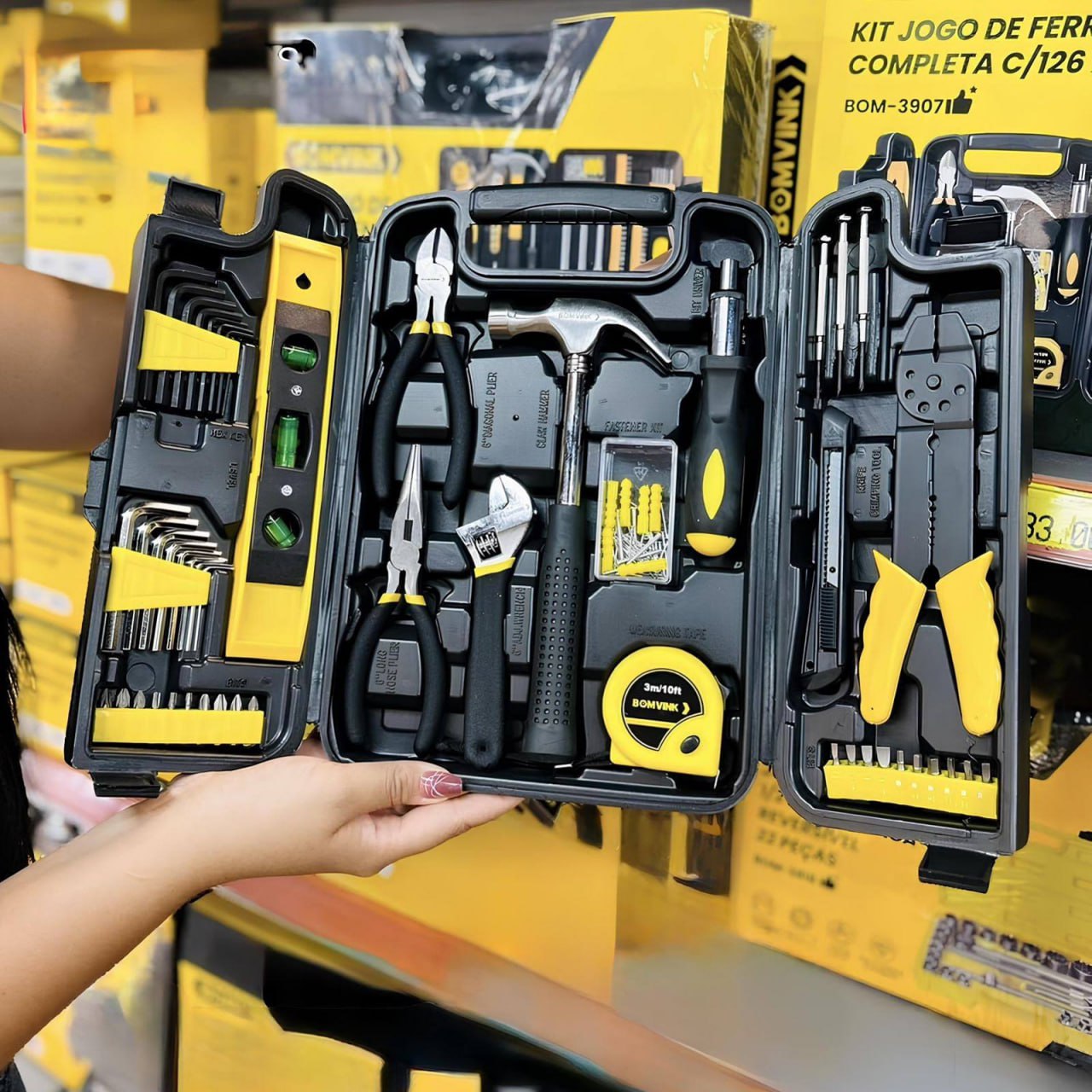 Jogo De Ferramentas Kit 129 Peças C/ Maleta Fasterr Preto