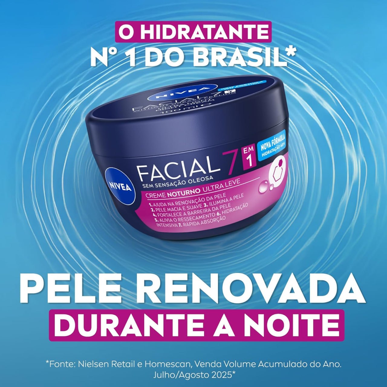 NIVEA Creme Facial Noturno Ultraleve 7 em 1 100g
