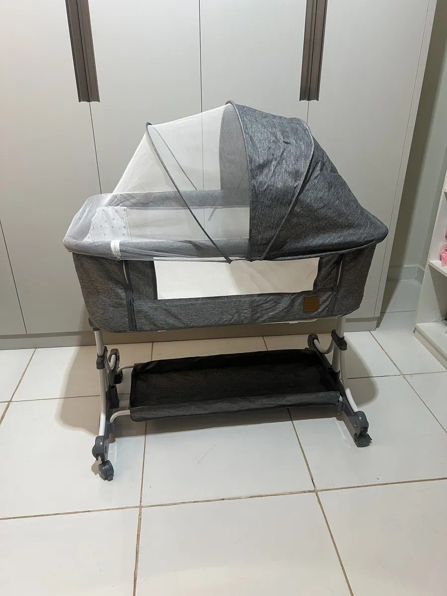 Berço Portatil Moises Balanço Mosqueteiro Infantil Pipdip Cinza