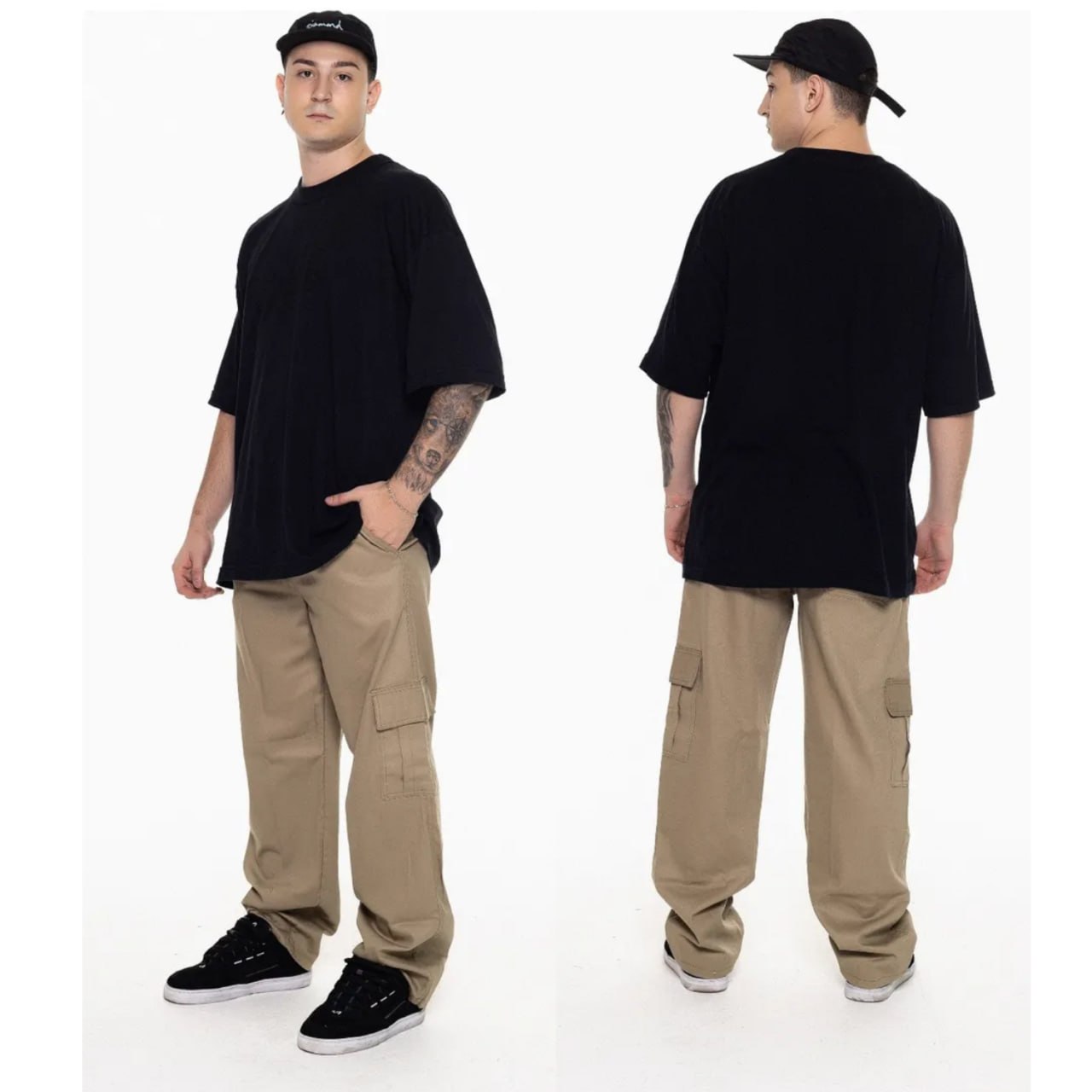 Calça Cargo Masculina Básica Sarja 100% Algodão