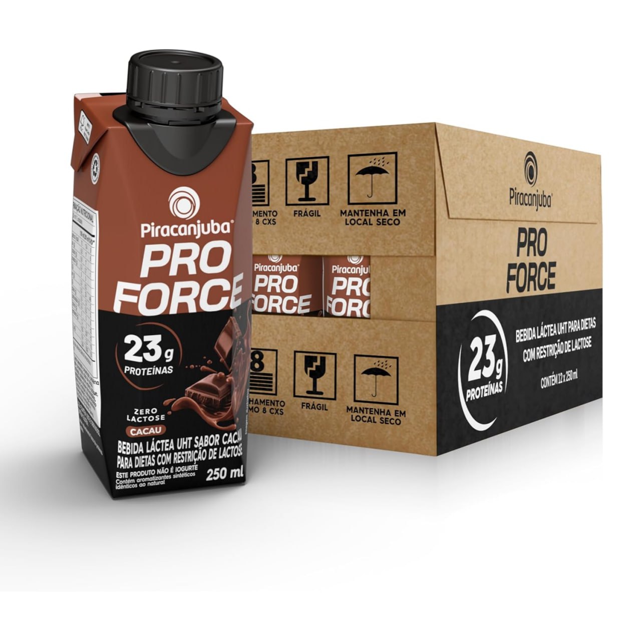 Piracanjuba ProForce 23g de Proteínas Zero Lactose Sabor Cacau - 12 Unidades de 250ml