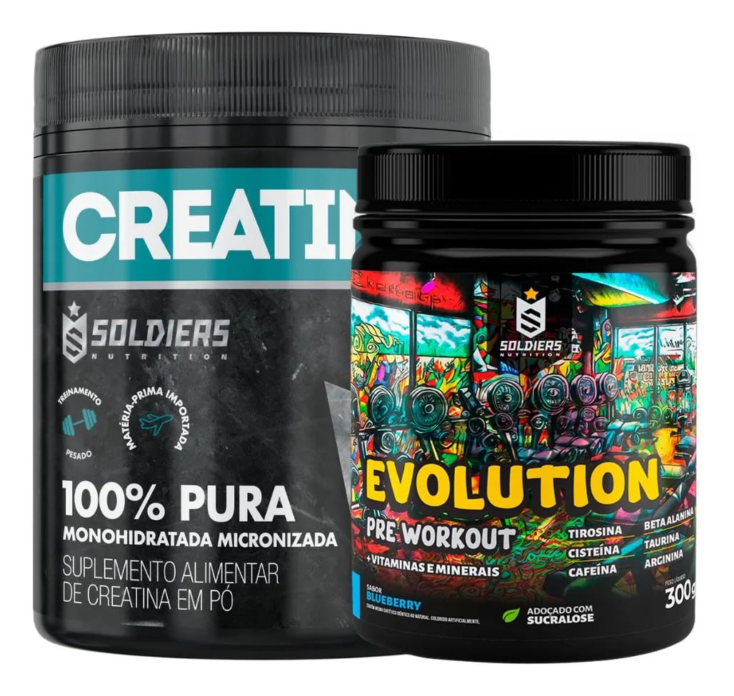 Kit: Creatina 300g + Pré-treino Evolution 300g