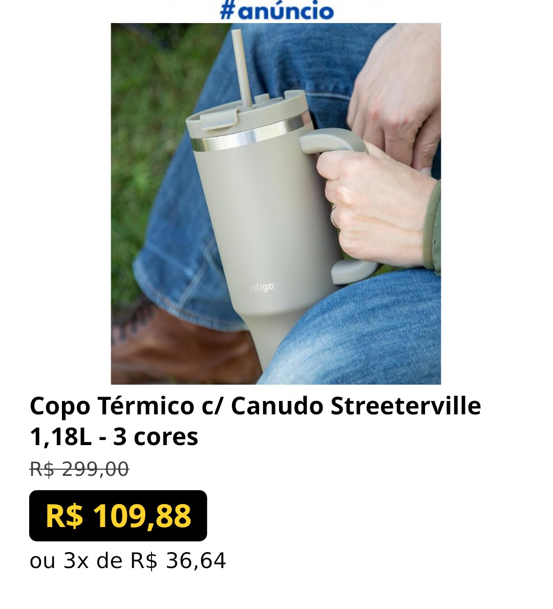 Copo Térmico c/ Canudo Streeterville 1,18L