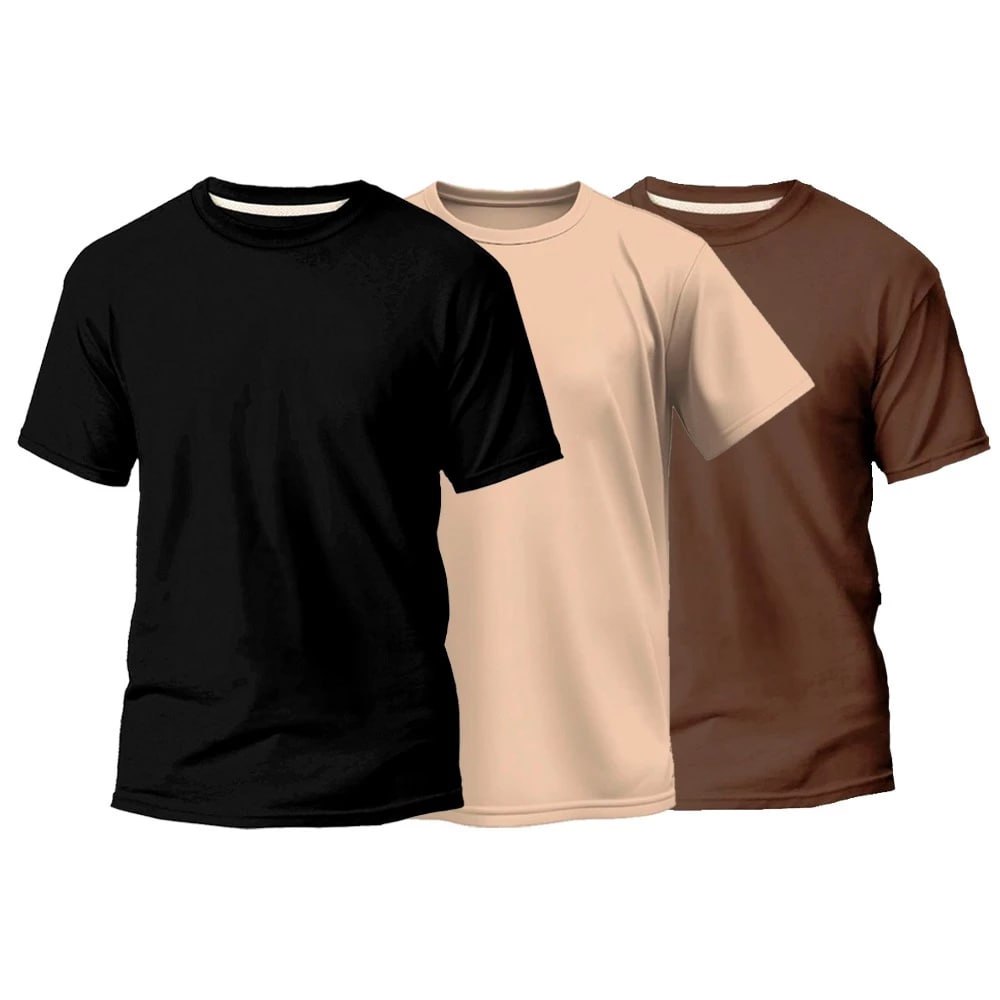 Kit 3 Camisetas Masculina 100% Algodão Básica Lisa