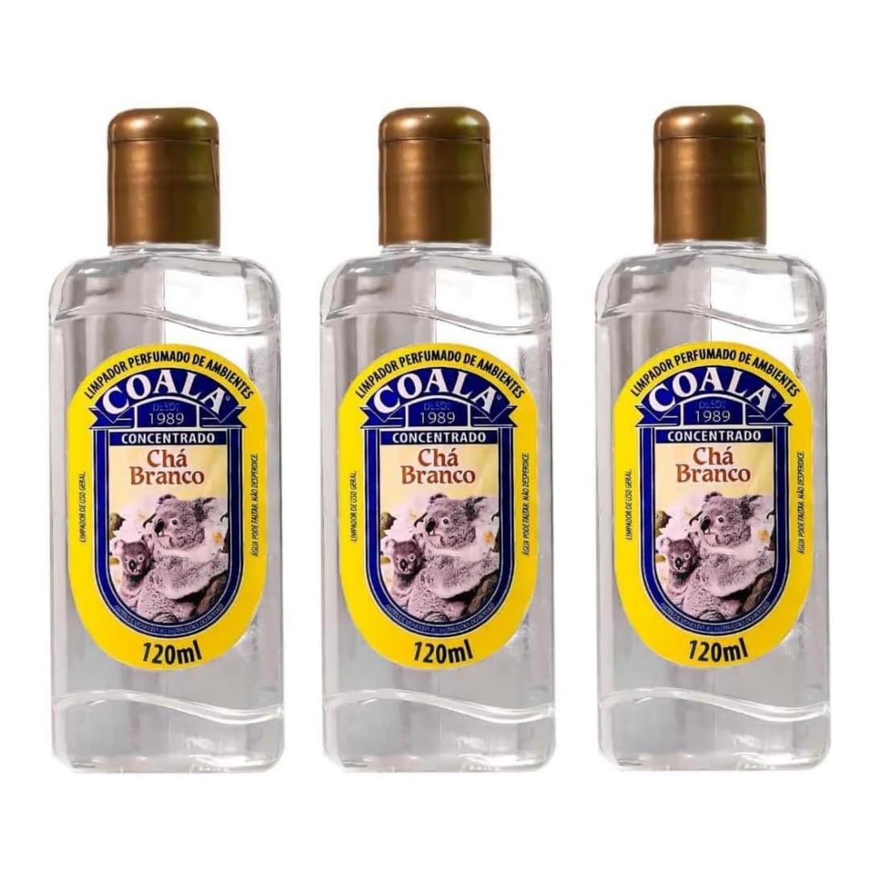 Kit 3 Limpador Perfumado de Ambiente 120ml Coala Cha Branco