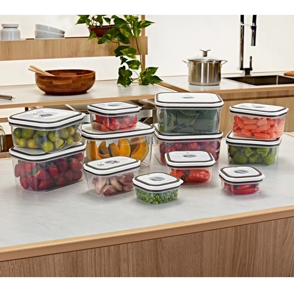 Kit Potes Herméticos Plásticos Cinza 12 Unidades