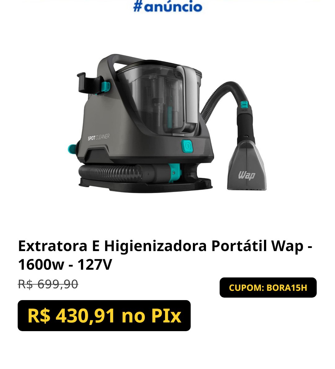 Extratora e Higienizadora Portátil Wap - 1600w - 127V