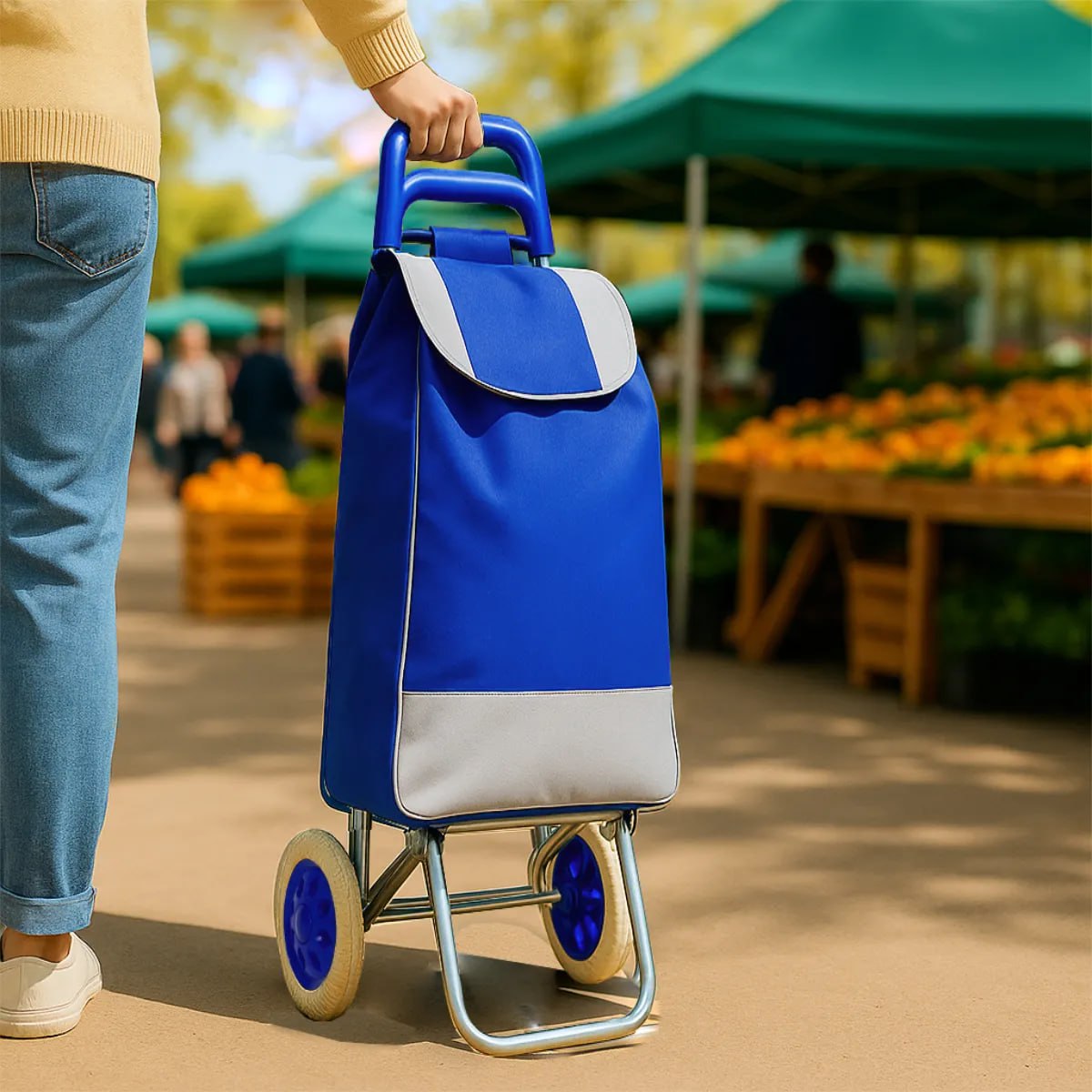 Carrinho De Compras Feira Mercado Dobrável 30 Kg Grande