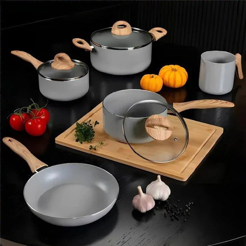 Conjunto De 5 Panelas Gris Brinox Ceramic Life Easy Cinza