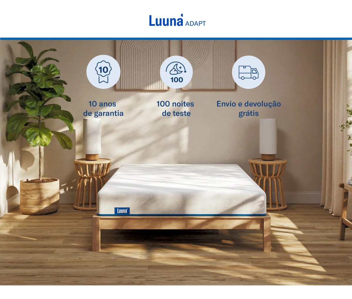 Colchão Casal Luuna Adapt 3 Espumas Tecnologia Air Cell Ergo Branco