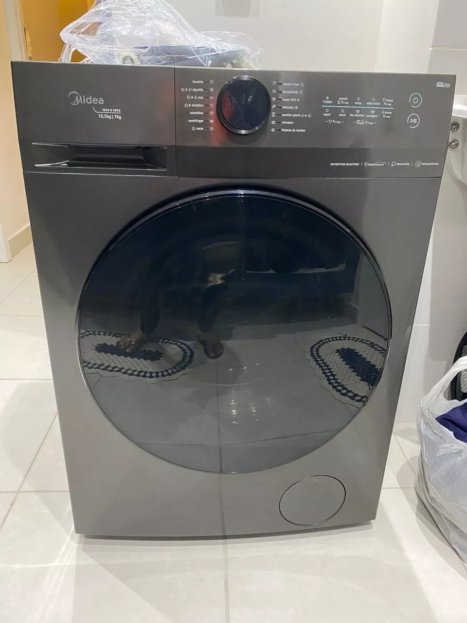 Lava e Seca 10,5kg Midea HealthGuard Titanium Conectada MF200D105WB/GK-01 110V