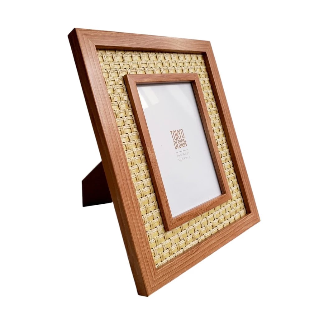 Porta Retrato 10x15cm Paspatur Tramado Natural Moldura Foto