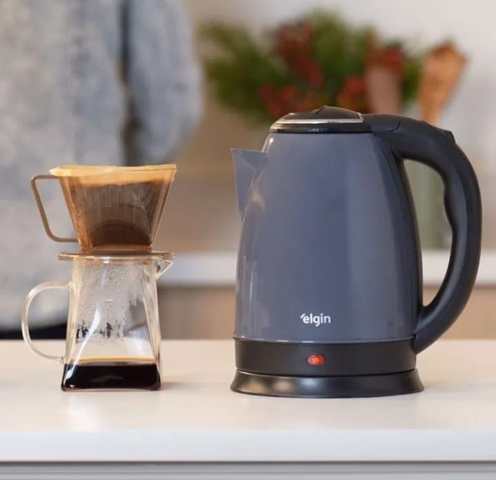 Chaleira Elétrica Inox Elgin Sem Fio 1,8 L Cinza Lunar 220v