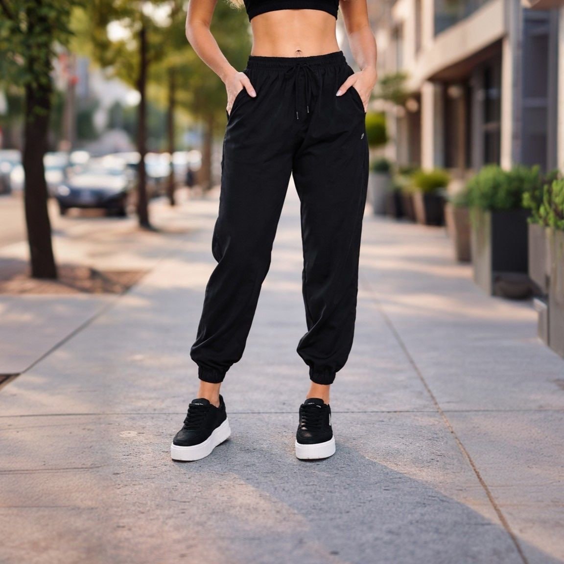 Calça Respirável Esportiva Slim Tactel Elastano Academia