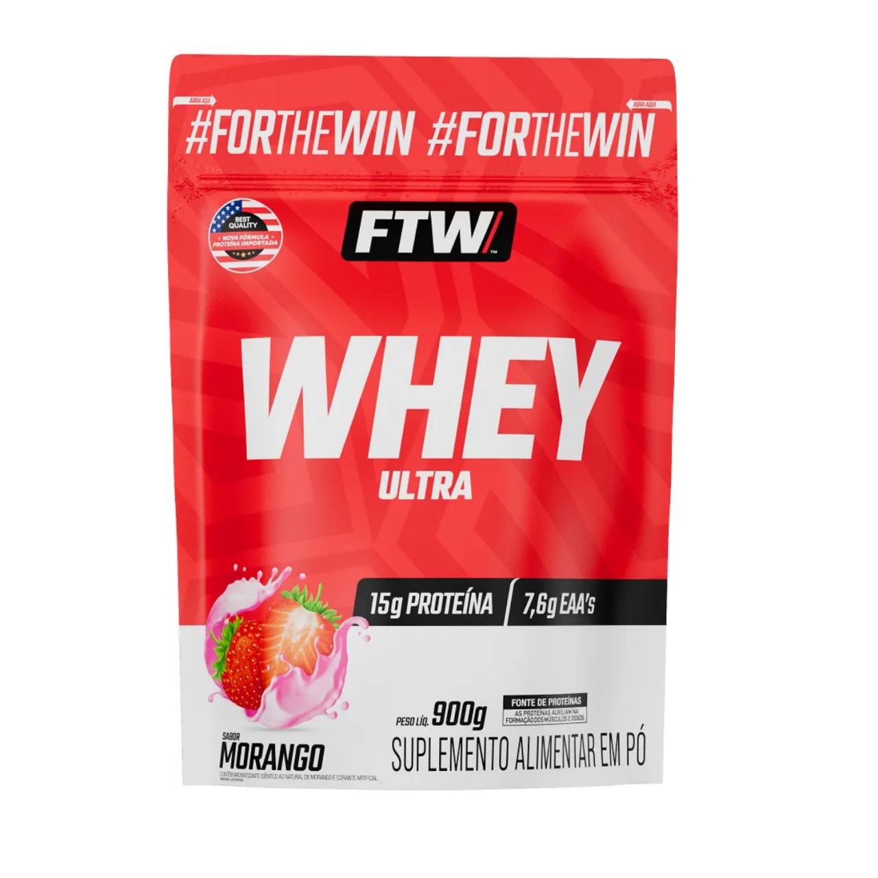 Whey Concentrado Ultra Protein Refil 900g Sabor Morango