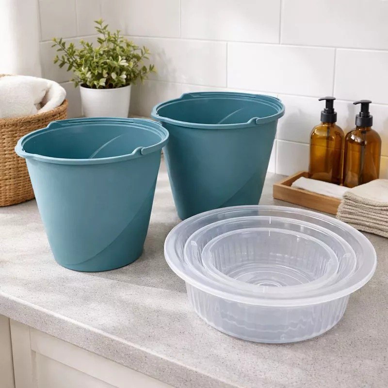 Kit 2 Baldes 3 Bacias Coloridos Lavanderia Roupas
